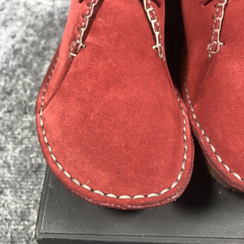Clarks Ashton Originals Shoes Mens 7 Red Suede Crepe Sole Lace Up Casual Oxfords - Picture 5 of 16